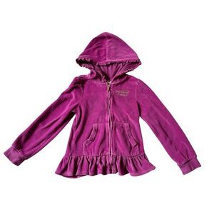 Juicy Couture Girl’s Peplum Full-Zip Velour Hoodie, Sz:6x